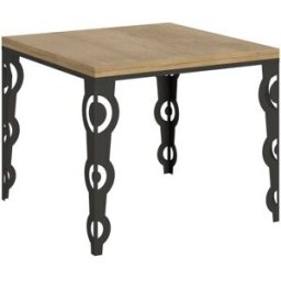 Itamoby Mesa tipo libro 90x90/180 cm efecto madera roble natural, hierro