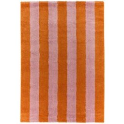 sweeek Alfombra interior con rayas naranja y rosa