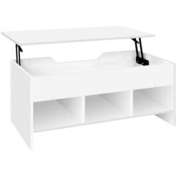 OKWISH Mesa de centro blanca de madera transformable 96x51x45 cm