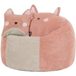 Icon Puf sillón infantil de pana con cojín de animal, diseño gato rosa