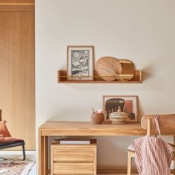 Tikamoon Estantería infantil de pared de teca maciza de 100 cm