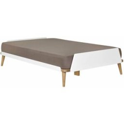 ID Kids Cama con colchón madera maciza blanco y madera 120x190 cm
