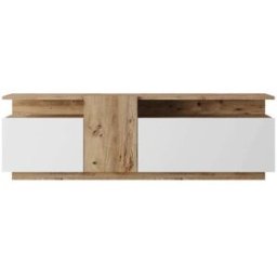 Mobili Rebecca Mueble tv con 3 puertas en aglomerado color roble y blanco