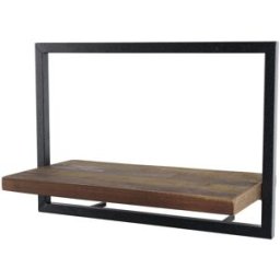 MACABANE Estantería de pared 'm' de teca reciclada marrón y metal negro 50 cm