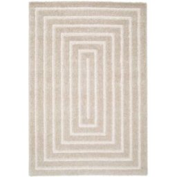 sweeek Alfombra interior con diseño de rectángulo beige y crema