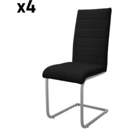 ML-Design 4x Sillas de comedor basculantes, imitación cuero negro, respaldo alto