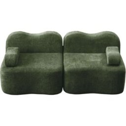Urban Meuble Sofá modular de 2plazas de terciopelo verde oscuro con diseño ondulado
