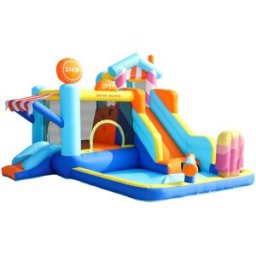 Urban Cocon Castillo hinchable acuático con doble tobogán y zona de juegos, azul