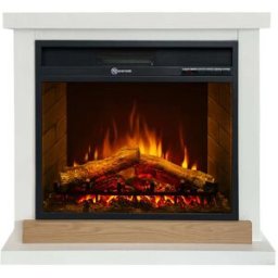 Chimenea eléctrica divina fire de madera blanca l75xp28xh70 cm