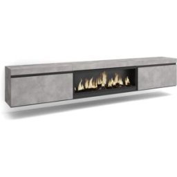 Skraut home Mueble tv efecto madera cemento 267x35x45cm chimenea efecto fuego