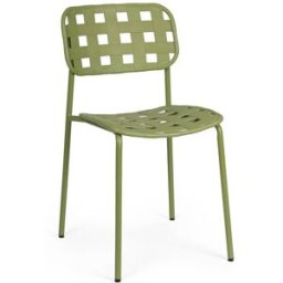 Bizzotto Conjunto de 4 sillas de acero con asiento verde