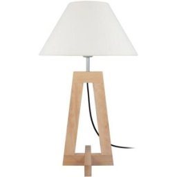 Tosel Lámpara de mesa madera natural pantalla crudo