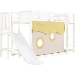 OKWISH Litera infantil blanca de madera con tobogán 90x200 cm