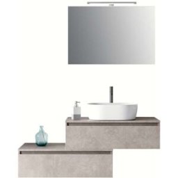 AQA DESIGN Mueble de baño de 5 piezas en melamina color beige piedra