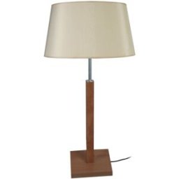 Tosel Lámpara de mesa madera oscuro pantalla beige