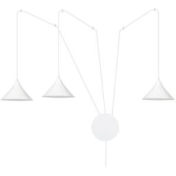 Wonderlamp Aplique de pared ajustable con cable de 5m y 3 pantallas blancas