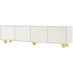 Urban Meuble Mueble tv diseño "nube" con 4 puertas, blanco, 180 cm