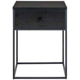 House Nordic Mesa de noche con cajón de madera y metal - negro