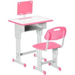 Homcom Pupitre infantil 60x45x102 cm rosa y blanco