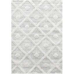 STUDIO DECO Alfombra bohemia con relieve en blanco marfil 240x340cm