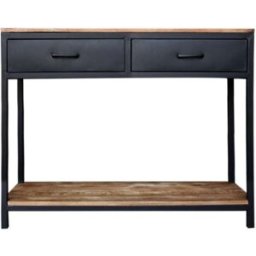 Decoclico Consola de metal negro con 2 cajones
