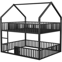 OKWISH Litera negra de metal con forma de casa 140x200 cm