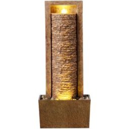 Teamson Fuente moderna con LED y rocas para jardín, 82cm, Marron