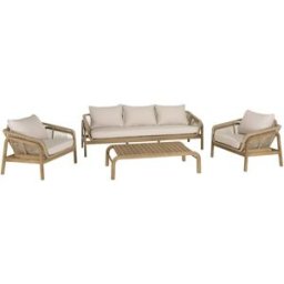 MACABANE Mueble de jardín 5 piezas acacia/cuerda sintética, beige