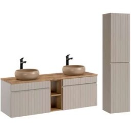 Petits meubles Conjunto mueble lavabo doble 140cm tableros mdf y laminados cachemira