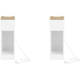 SoBuy Set de 2 Mesita de noche estrecha con USB y puerto Tipo-C 20x35x60 cm
