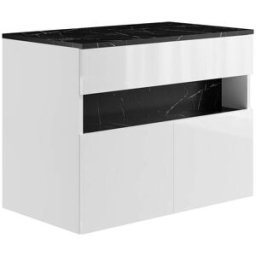 Unique Mueble de lavabo madera negro, blanco
