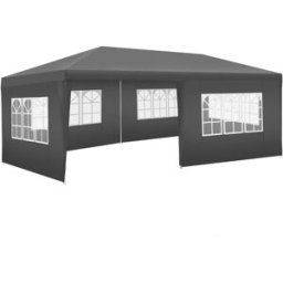 Tectake Pabellón 6x3m con 5 paneles laterales, resistente al agua y uv, gris