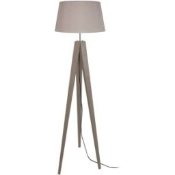 Tosel Lámpara de pie trepied trípode madera taupe pantalla taupe
