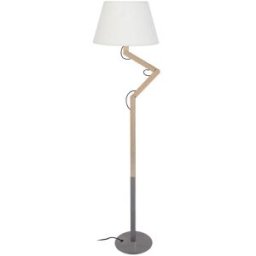 Tosel Lámpara de pie articulé madera natural metal pantalla crudo