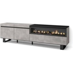 Skraut home Mueble tv efecto madera cemento 200x35x57cm chimenea efecto fuego