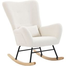 Homcom Silla mecedora 67x82x100 cm crema