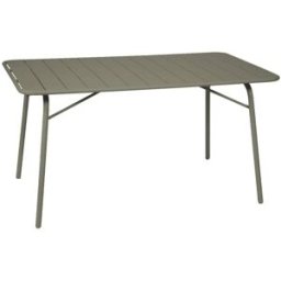 sweeek Mesa de jardín bistró de acero plegable, 6 plazas, 140cm, verde kaki