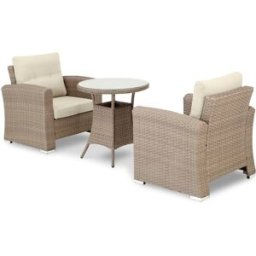 Defora Home Conjunto de jardín 2 sillones con mesa alta redonda 70cm