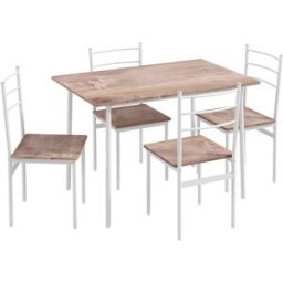 Homcom Conjunto de comedor 110x70x75 cm blanco
