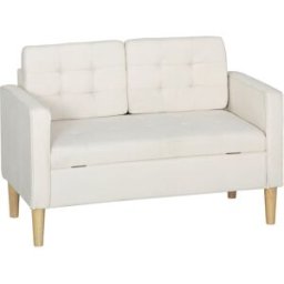 Homcom Sofá dos plazas 117x62x78 cm crema