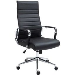 CLP Silla de oficina giratoria regulable en cuero auténtico negro