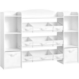 SONGMICS Estantería infantil con compartimentos y cestas de color blanco
