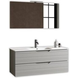 AQA DESIGN Mueble de baño con espejo 4 piezas en mdf gris