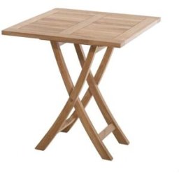 MACABANE Mesa de jardín plegable de madera de teca para 2 personas de 70x70 cm