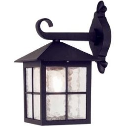 ELSTEAD LIGHTING Farol mural exterior tradicional en negro con diseño de ventanales
