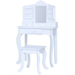 Teamson Tocador infantil de mdf blanco con espejo
