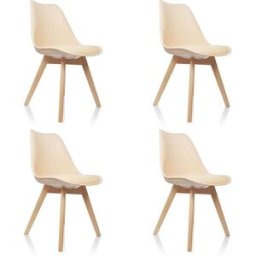 hjh OFFICE Silla de plástico sin apoyabrazos beige