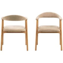 Drawer Conjunto de 2 sillas de mesa de tela y madera - beige
