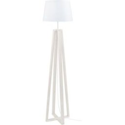 Tosel Lámpara de pie cuadrúpedo madera blanco metal pantalla blanco
