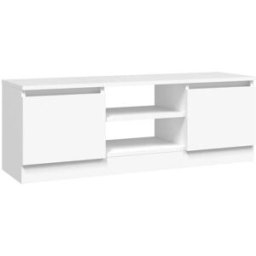 Maison Chic Mueble tv,mesa tv de salón con puerta madera blanco 102x30x36cm
